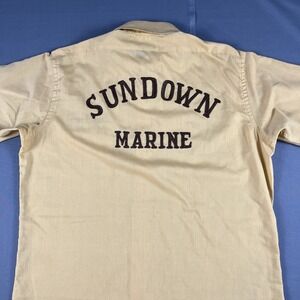 Vintage 50s 60s yellow Shirt Chain Stitched Sundown Marine Size XLarge